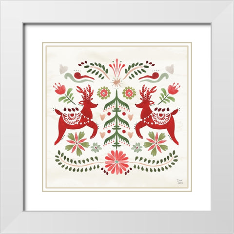 Festive Season II White Modern Wood Framed Art Print with Double Matting by June, Dina