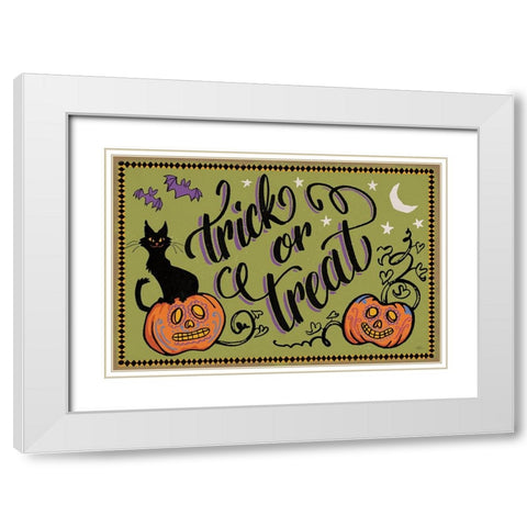 Halloween Expressions I White Modern Wood Framed Art Print with Double Matting by Penner, Janelle