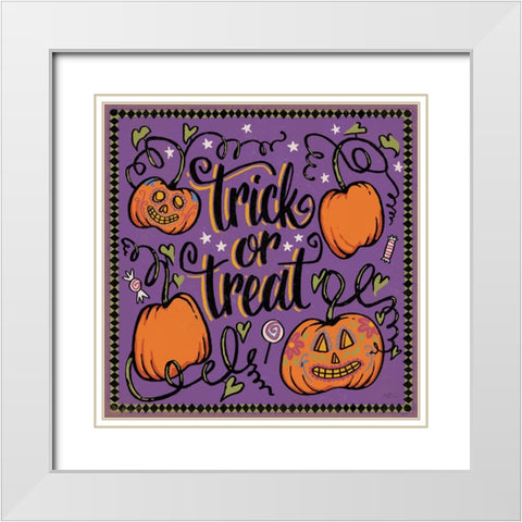 Halloween Expressions II White Modern Wood Framed Art Print with Double Matting by Penner, Janelle