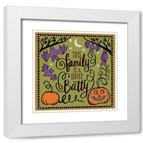 Halloween Expressions III White Modern Wood Framed Art Print with Double Matting by Penner, Janelle