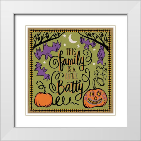 Halloween Expressions III White Modern Wood Framed Art Print with Double Matting by Penner, Janelle
