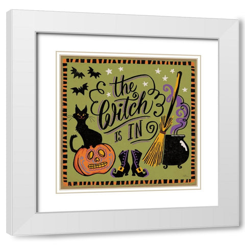 Halloween Expressions IV White Modern Wood Framed Art Print with Double Matting by Penner, Janelle