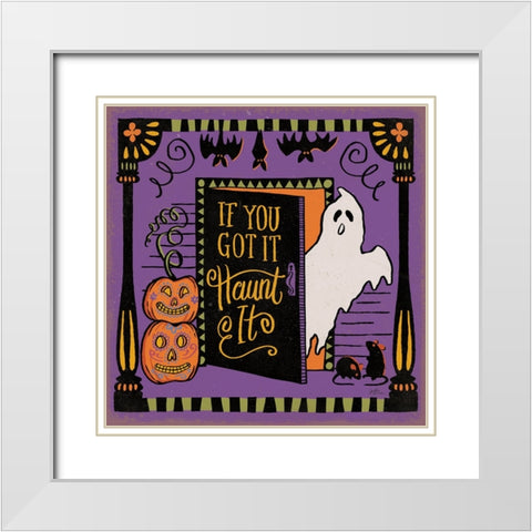 Halloween Expressions V White Modern Wood Framed Art Print with Double Matting by Penner, Janelle