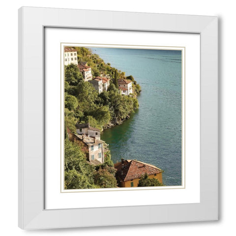 Above Lake Como White Modern Wood Framed Art Print with Double Matting by Aledanda