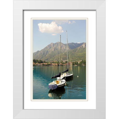 Lake Como Boats I White Modern Wood Framed Art Print with Double Matting by Aledanda