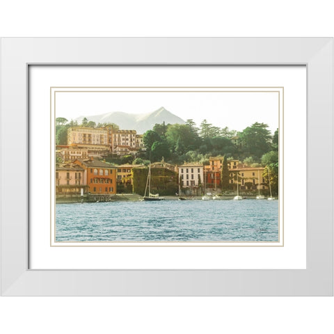 Lake Como Morning White Modern Wood Framed Art Print with Double Matting by Aledanda