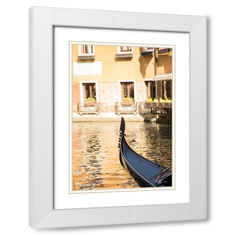 Gondola Reflections White Modern Wood Framed Art Print with Double Matting by Aledanda
