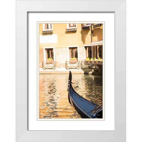 Gondola Reflections White Modern Wood Framed Art Print with Double Matting by Aledanda