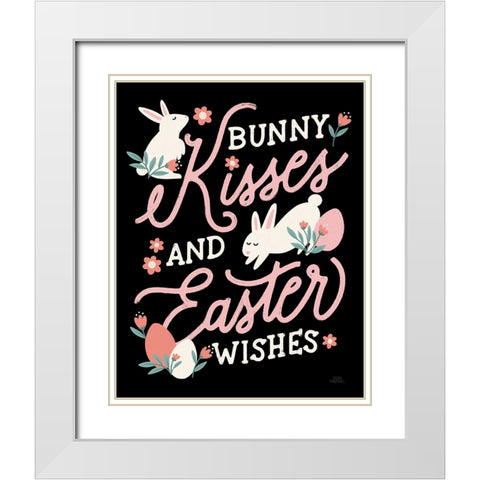 Bunny Kisses II Black White Modern Wood Framed Art Print with Double Matting by Marshall, Laura