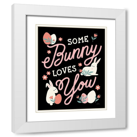 Bunny Kisses III Black White Modern Wood Framed Art Print with Double Matting by Marshall, Laura