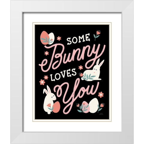Bunny Kisses III Black White Modern Wood Framed Art Print with Double Matting by Marshall, Laura