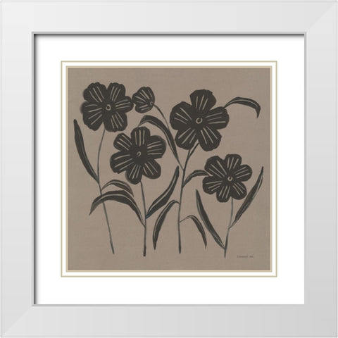 Floral Simplicity I White Modern Wood Framed Art Print with Double Matting by Nai, Danhui