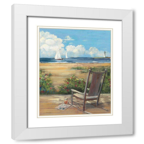 By the Sea II - Wag White Modern Wood Framed Art Print with Double Matting by Rowan, Carol