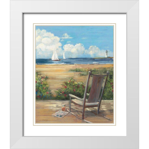 By the Sea II - Wag White Modern Wood Framed Art Print with Double Matting by Rowan, Carol