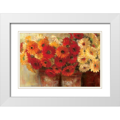 Chelsea Gerberas - Wag White Modern Wood Framed Art Print with Double Matting by Rowan, Carol