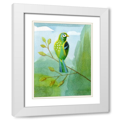 Colorful Birds III White Modern Wood Framed Art Print with Double Matting by Nai, Danhui