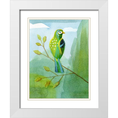Colorful Birds III White Modern Wood Framed Art Print with Double Matting by Nai, Danhui