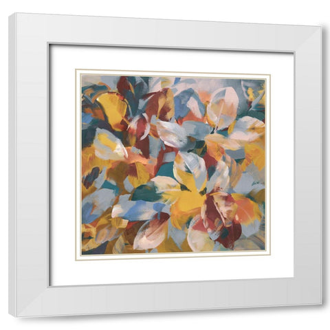 Fall Confetti Leaves White Modern Wood Framed Art Print with Double Matting by Nai, Danhui