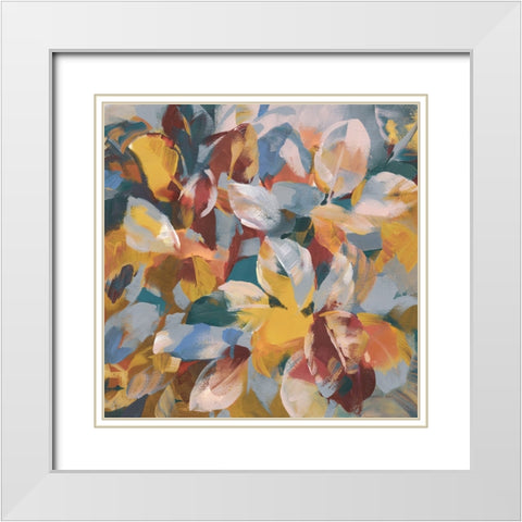 Fall Confetti Leaves White Modern Wood Framed Art Print with Double Matting by Nai, Danhui