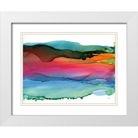 Rainbowscape I White Modern Wood Framed Art Print with Double Matting by Paschke, Chris