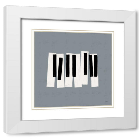 Musical Abstract III White Modern Wood Framed Art Print with Double Matting by York, Leah