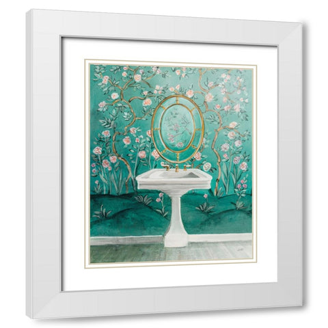 Chinoiserie Bath I White Modern Wood Framed Art Print with Double Matting by Purinton, Julia