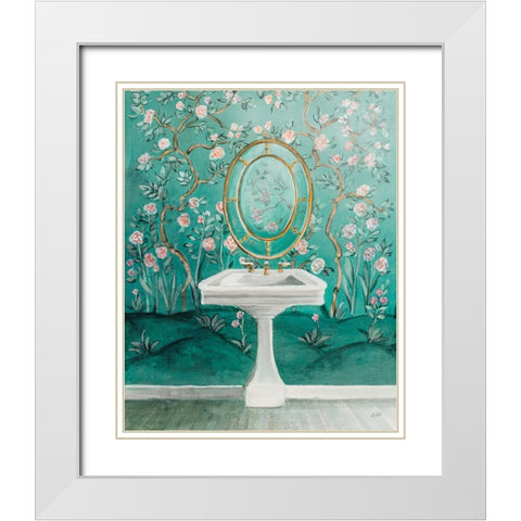 Chinoiserie Bath I White Modern Wood Framed Art Print with Double Matting by Purinton, Julia