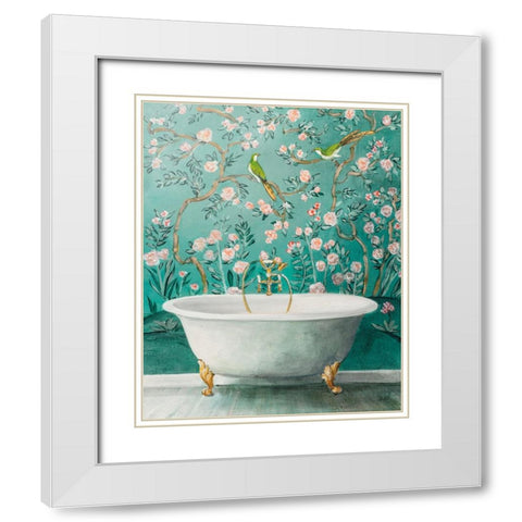 Chinoiserie Bath II White Modern Wood Framed Art Print with Double Matting by Purinton, Julia