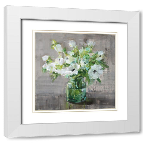 Fresh Anemones White Modern Wood Framed Art Print with Double Matting by Nai, Danhui