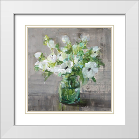 Fresh Anemones White Modern Wood Framed Art Print with Double Matting by Nai, Danhui