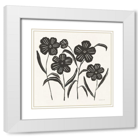 Floral Simplicity I Cream White Modern Wood Framed Art Print with Double Matting by Nai, Danhui