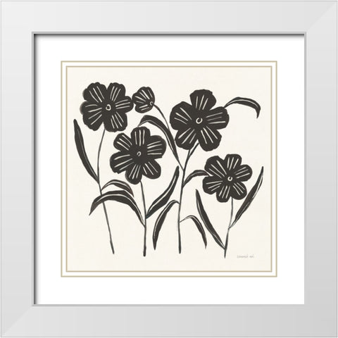 Floral Simplicity I Cream White Modern Wood Framed Art Print with Double Matting by Nai, Danhui