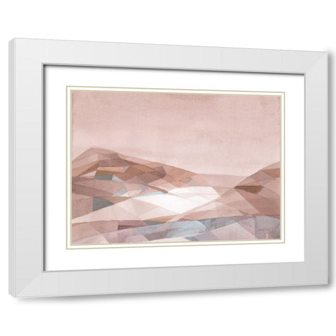 Warm Geometric Mountain v2 White Modern Wood Framed Art Print with Double Matting by Nai, Danhui