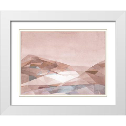 Warm Geometric Mountain v2 White Modern Wood Framed Art Print with Double Matting by Nai, Danhui