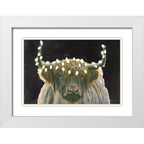 Holiday Highlander BW White Modern Wood Framed Art Print with Double Matting by Wiens, James