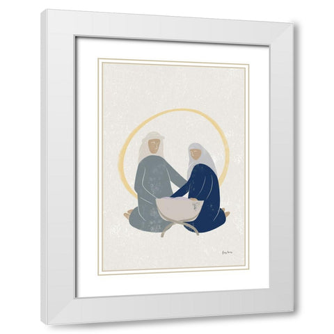 Nativity II with Navy no Words White Modern Wood Framed Art Print with Double Matting by Thorns, Becky