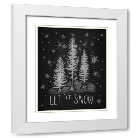 Chalkboard Holiday Trees I v2 White Modern Wood Framed Art Print with Double Matting by Urban, Mary