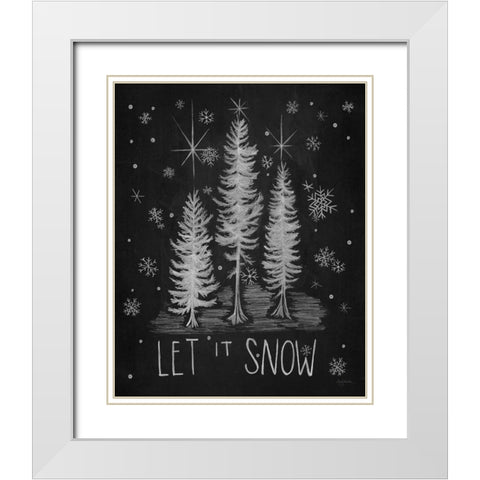 Chalkboard Holiday Trees I v2 White Modern Wood Framed Art Print with Double Matting by Urban, Mary