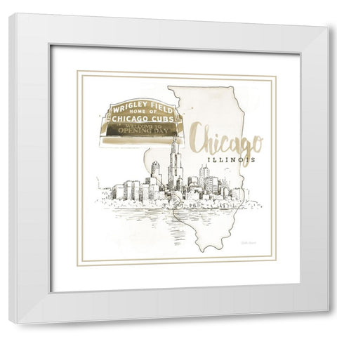 US Cities II White Modern Wood Framed Art Print with Double Matting by Grove, Beth