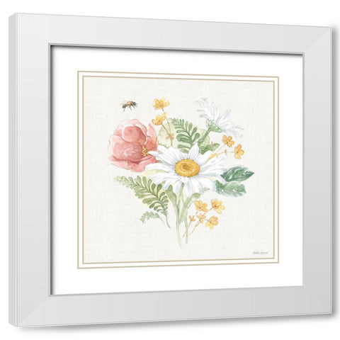 Daisy Days IV White Modern Wood Framed Art Print with Double Matting by Grove, Beth