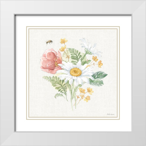 Daisy Days IV White Modern Wood Framed Art Print with Double Matting by Grove, Beth