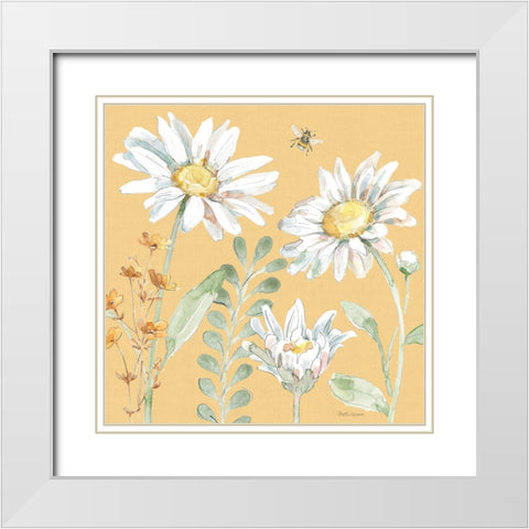 Daisy Days VIII White Modern Wood Framed Art Print with Double Matting by Grove, Beth
