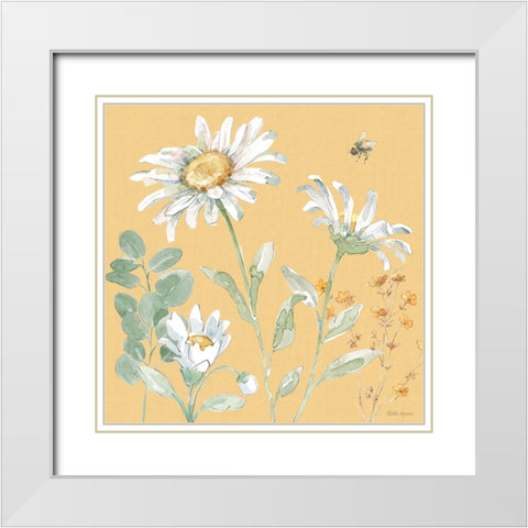 Daisy Days IX White Modern Wood Framed Art Print with Double Matting by Grove, Beth