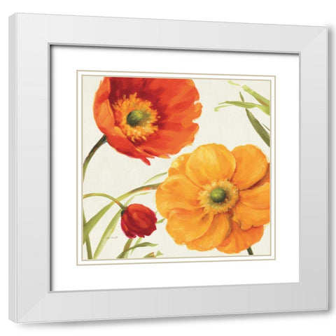 Poppies Melody II White Modern Wood Framed Art Print with Double Matting by Audit, Lisa