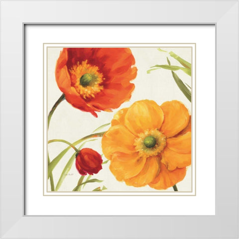 Poppies Melody II White Modern Wood Framed Art Print with Double Matting by Audit, Lisa