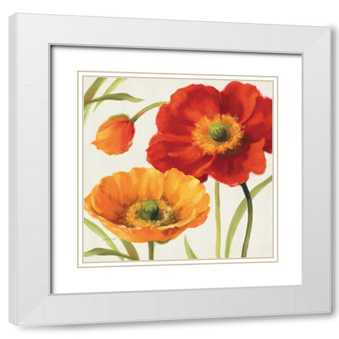 Poppies Melody III White Modern Wood Framed Art Print with Double Matting by Audit, Lisa