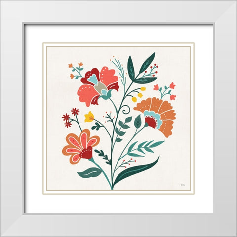 Floral Style II White Modern Wood Framed Art Print with Double Matting by Charron, Veronique
