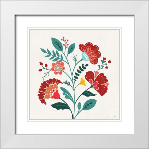 Floral Style III White Modern Wood Framed Art Print with Double Matting by Charron, Veronique