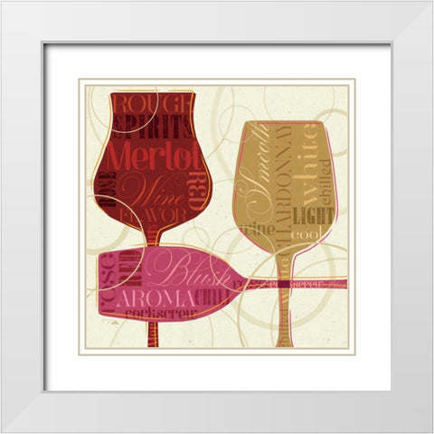 Colorful Wine I White Modern Wood Framed Art Print with Double Matting by Pela Studio