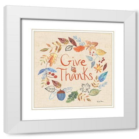 Hello Fall IV Sq Burlap White Modern Wood Framed Art Print with Double Matting by Zaman, Farida